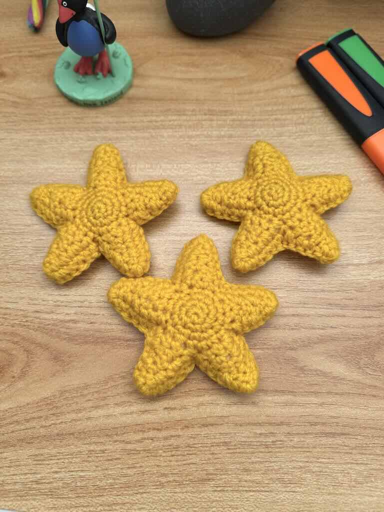 handmade crochet yellow stars