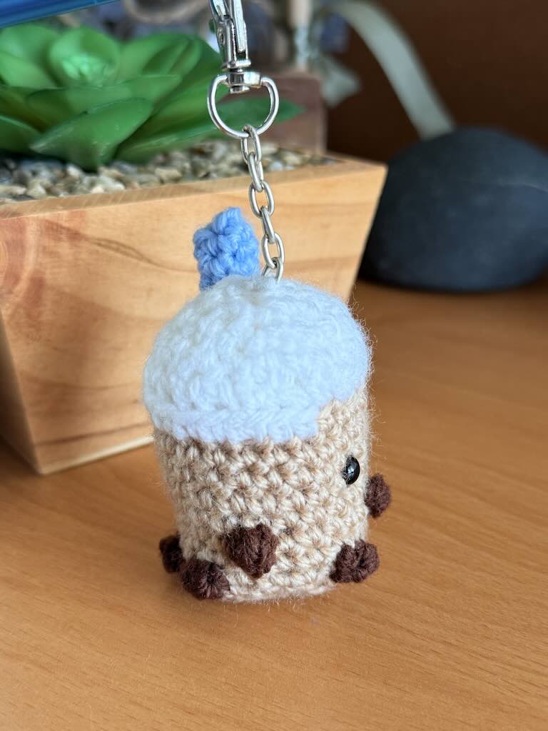 keychain handmade crochet boba tea toy with tiny tapioca pearls