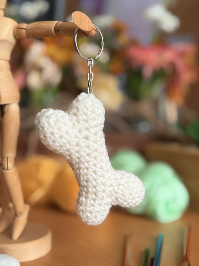 handmade keychain crochet small bone toy