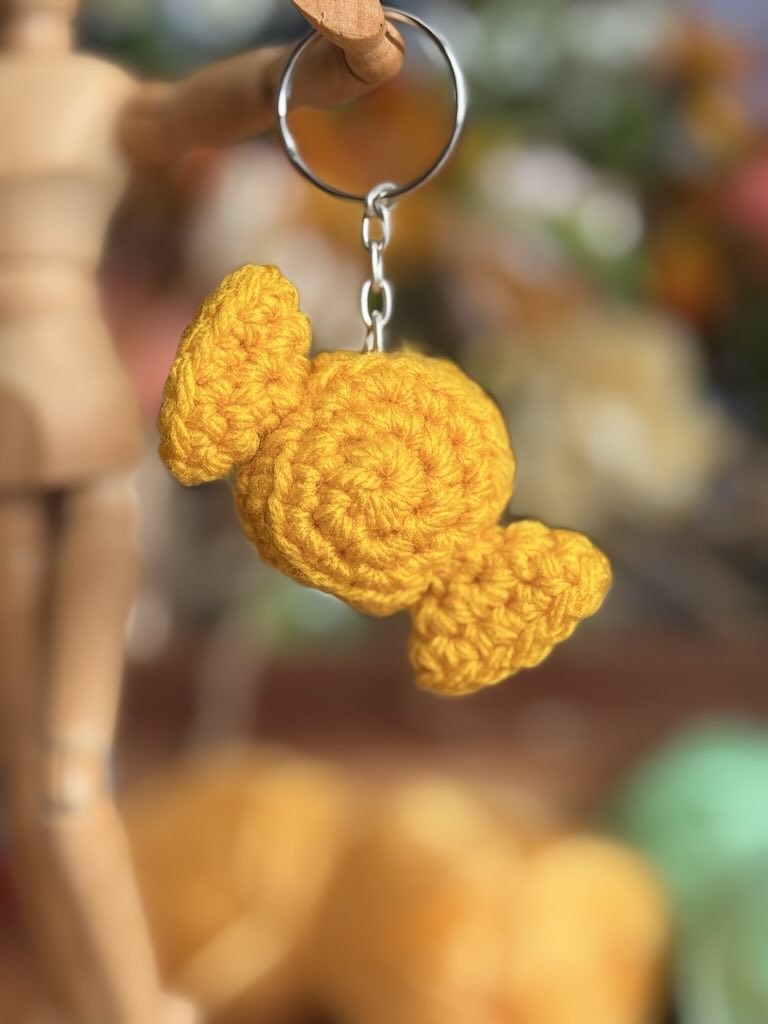 keychain handmade crochet candy toy in yellow yarn