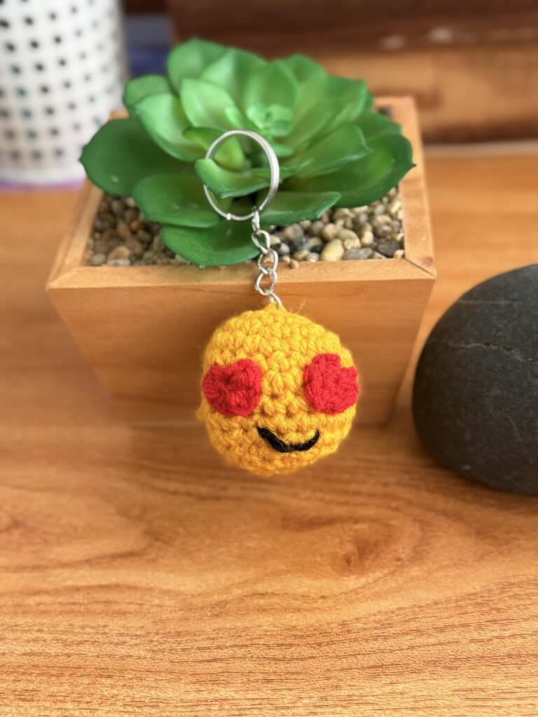 keychain handmade crochet heart emoji toy