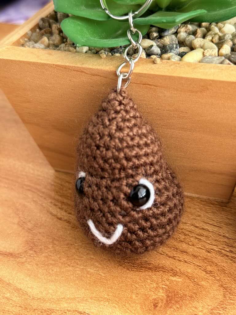 keychain funny handmade crochet poo emoji toy
