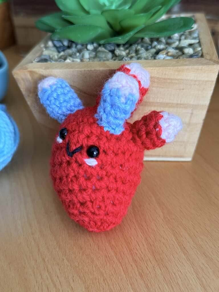 keychain handmade crochet red heart toy