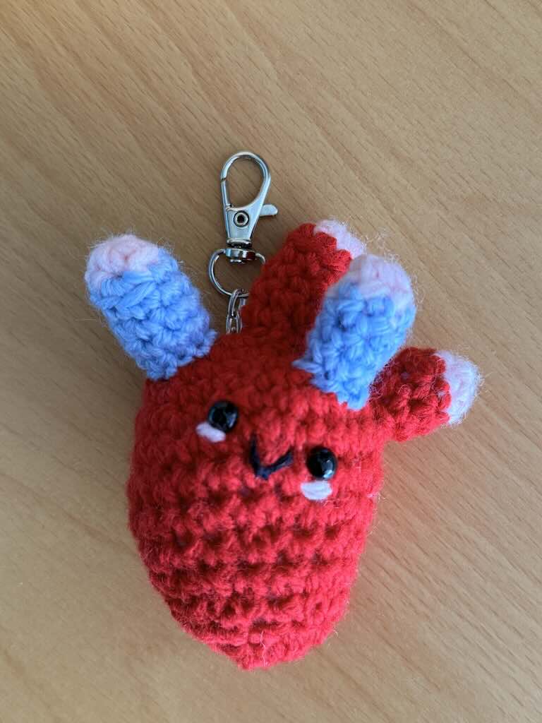 keychain handmade crochet red heart toy